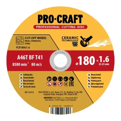 Keramický rezný kotúč Procraft YСD180x1.6