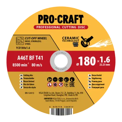 Keramický řezný kotouč Procraft YСD180x1.6