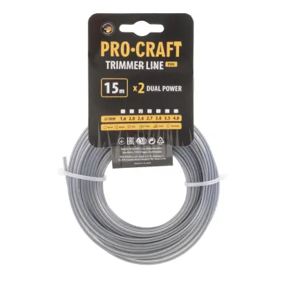 Struna žacia (s výstuhou) (2.4mm) (15m) štvorec PROCRAFT KV/J-2.4/15