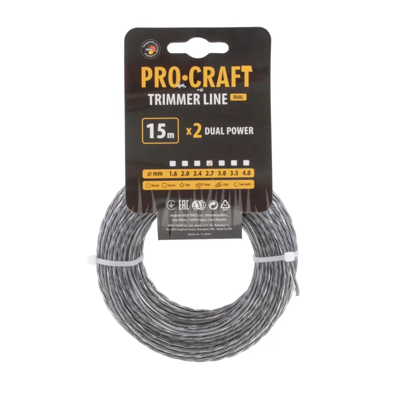 Struna žacia (s výstuhou) (2.7mm) (15m) špirála PROCRAFT SP/J-2.7/15 | SP/J-2.7/15