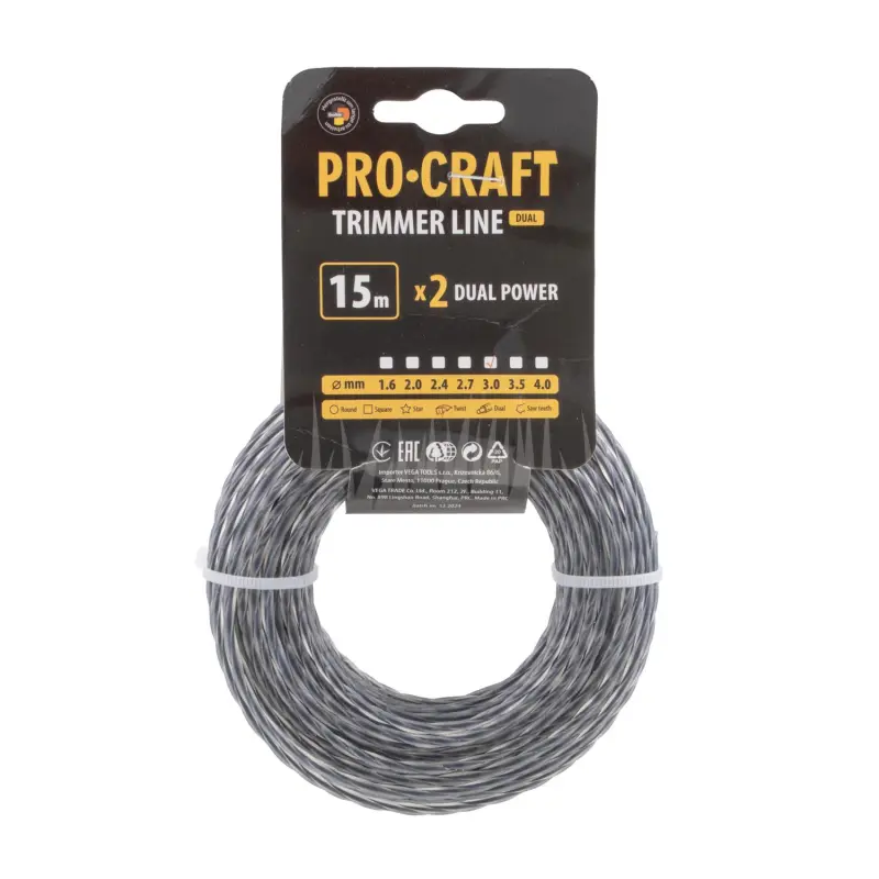 Struna žacia (s výstuhou) (3mm) (15m) špirála PROCRAFT SP/J-3/15 | SP/J-3/15