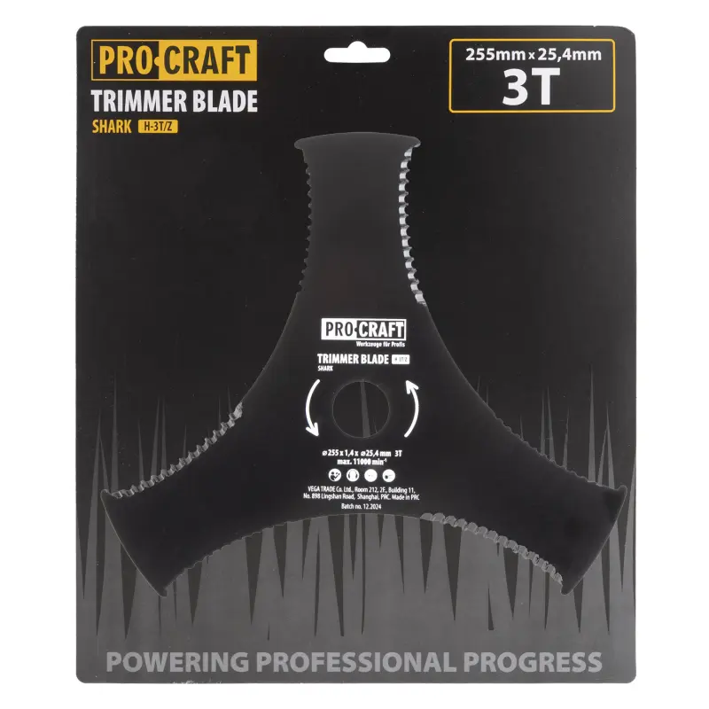 Nôž krovinorezu (D255*25.4) 3T vrúbkovaný PROCRAFT | H-3T/Z