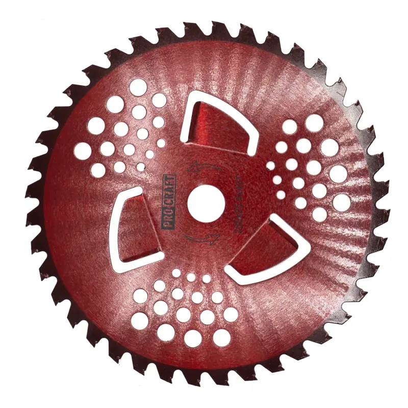 Nůž křovinořezu (kotouč) (D255*25.4) 40T s vnitřními čepelemi pro vysokou trávu (red) PROCRAFT