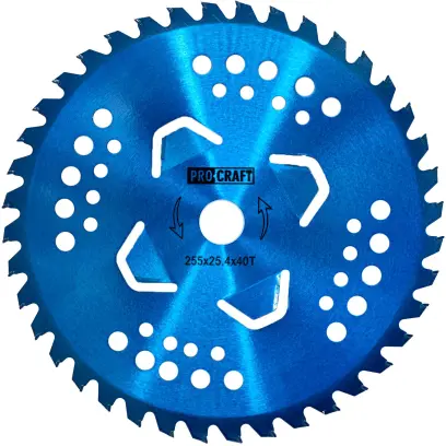 Nůž křovinořezu (kotouč) (D255*25.4) 40T karbid wolframu (blue) PROCRAFT