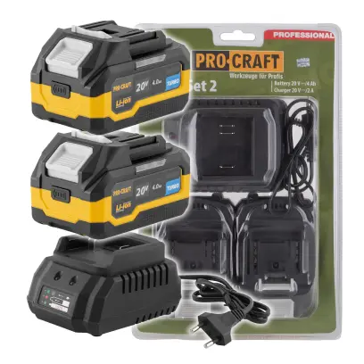Sada baterie 20V 4Ah (2 ks) + 1 nabíječka Procraft PBC-Set 2 (PRCPBC-Set 2)