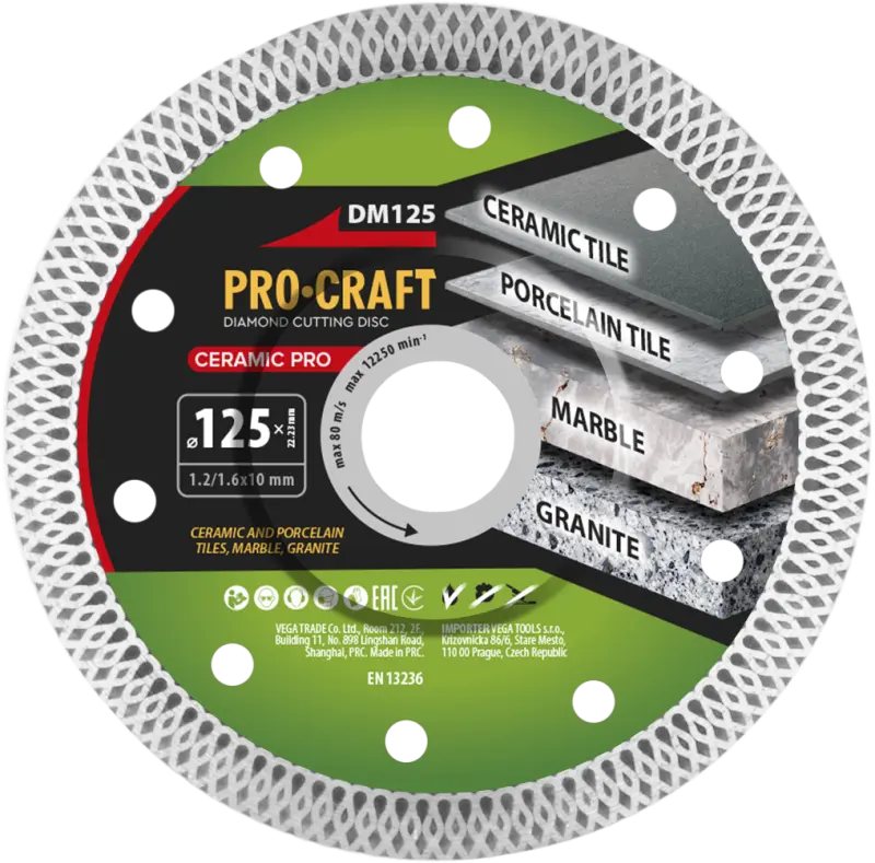 Diamantový rezný kotúč Ceramic PRO Procraft DM125 | DM125