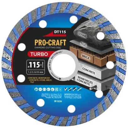 Diamantový řezný kotouč Turbo Procraft DT115 (PRCDT115)