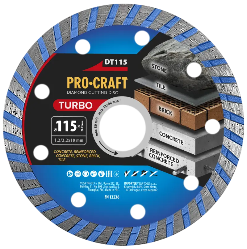 Diamantový rezný kotúč Turbo Procraft DT115 | DT115