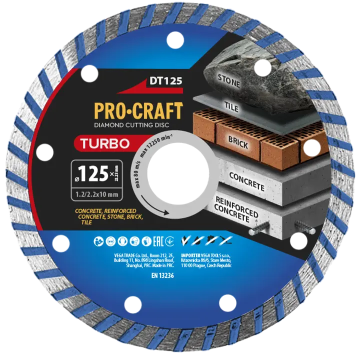Diamantový rezný kotúč Turbo Procraft DT125 | DT125