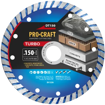 Diamantový řezný kotouč Turbo Procraft DT150 (PRCDT150)
