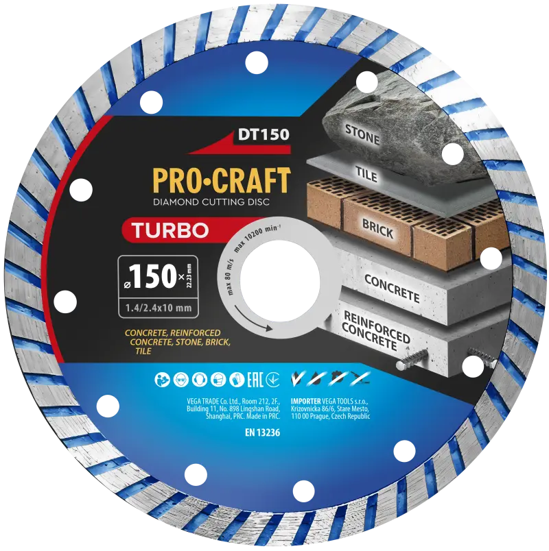 Diamantový rezný kotúč Turbo Procraft DT150 | DT150