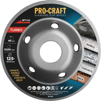 Diamantový brusný kotouč (hrncový) Procraft WT125 Turbo (PRCWT125)