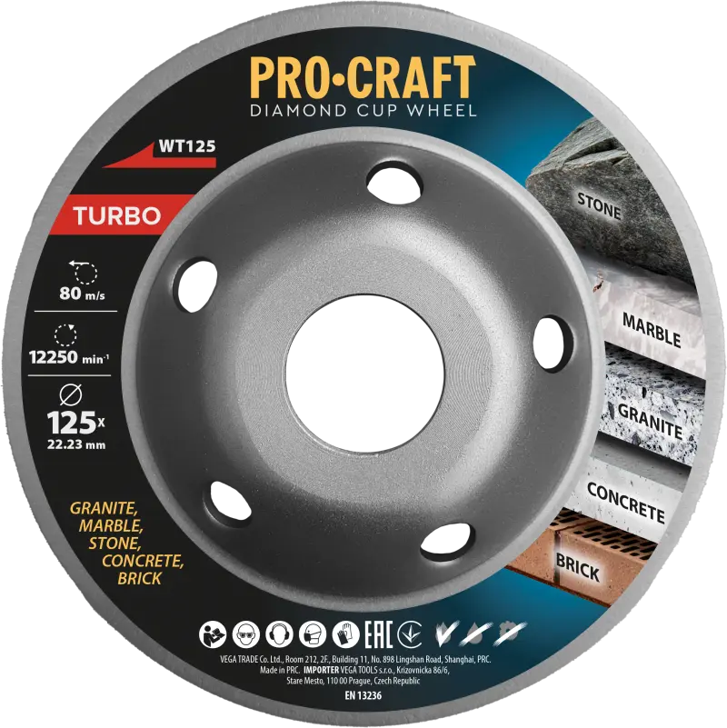 Diamantový brúsny kotúč (hrncový) Procraft WT125 Turbo | WT125