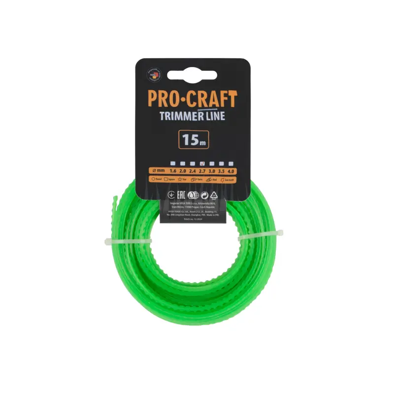 Struna žacia (2.7mm) (15m) ozubená PROCRAFT KD-2.7/15 | KD-2.7/15