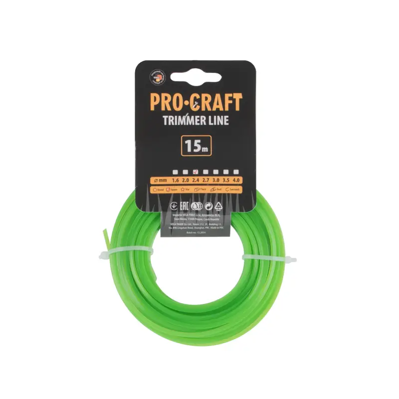 Struna žacia (2.4mm) (15m) štvorec PROCRAFT KV-2.4/15 | KV-2.4/15