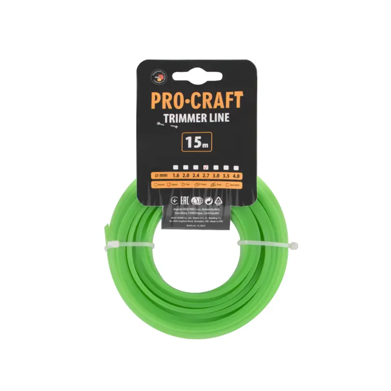 Struna žacia (2.7mm) (15m) štvorec PROCRAFT KV-2.7/15 | KV-2.7/15
