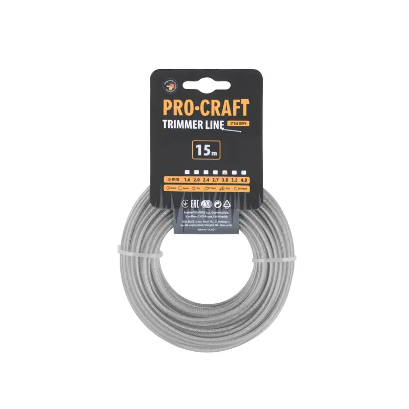 Struna žacia zosilnená (3mm) (15m) guľatá PROCRAFT KR/AR-3/15 | KR/AR-3/15