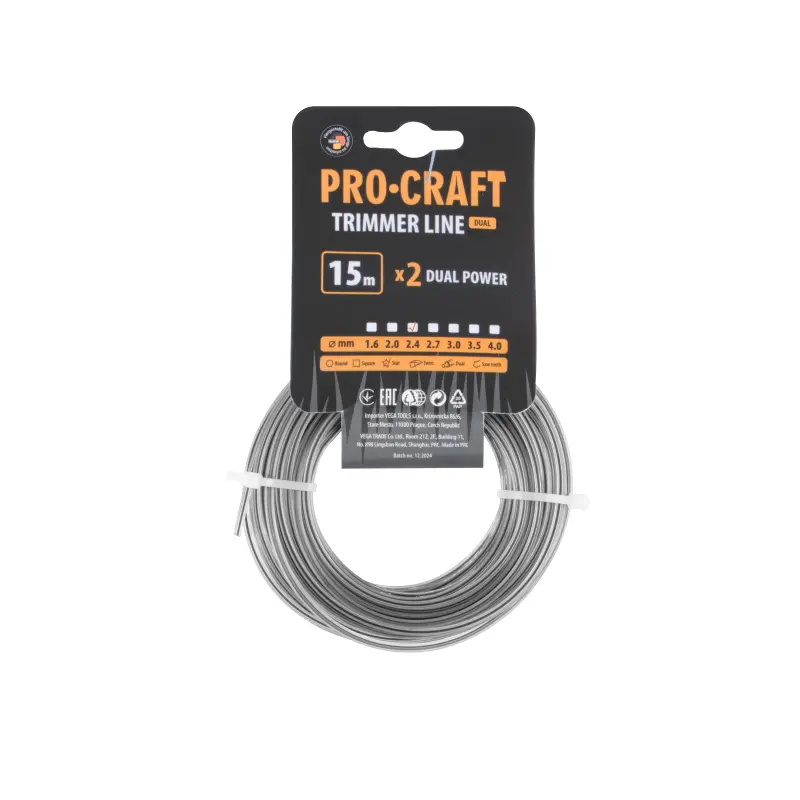 Struna žacia (s výstuhou) (2.4mm) (15m) hviezda PROCRAFT ZI/J-2.4/15 | ZI/J-2.4/15