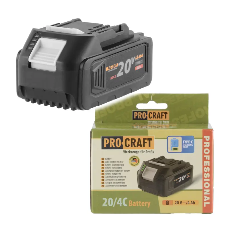 Batéria akumulátorová 20V Li-ion, 4000mAh USB Type C Procraft 20/4C | 20/4C