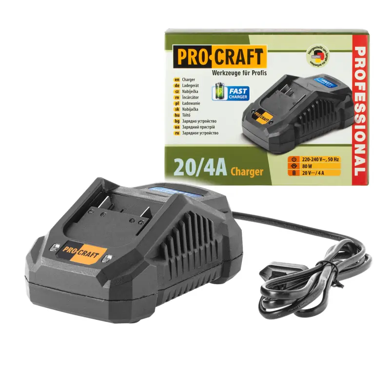 Nabíjačka pre 20V Li-ion batéria Procraft 20/4А Fast Charge | 20/4A