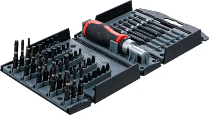 Kraftmann 90106 Torzné bity s prepínacou račňovou rukoväťou 1/4" - 52 dielov
