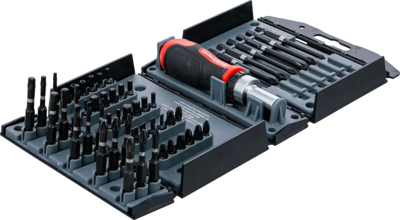 Kraftmann 90106 Torzné bity s prepínacou račňovou rukoväťou 1/4" - 52 dielov