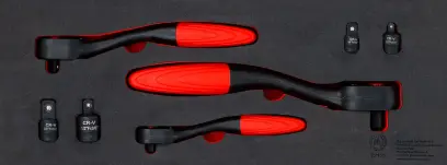 Kraftmann 72122 Prepínacie račne a adaptéry 1/4" - 3/8" - 1/2", jemné ozubenie - 7 dielov