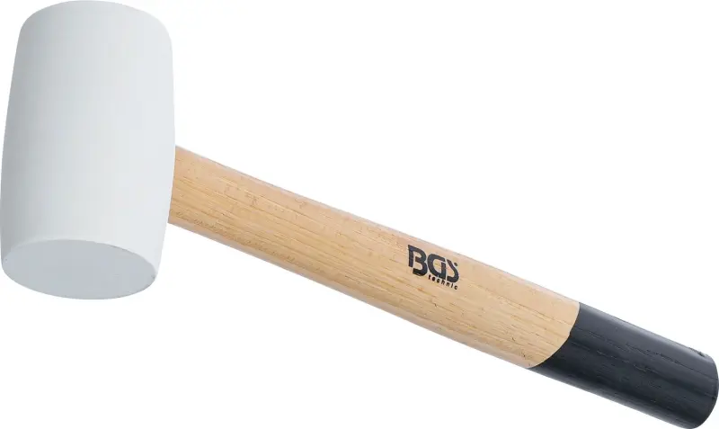 BGS 70138 Gumová palička 250 g, násada Hickory, biela hlava pr. 48 mm