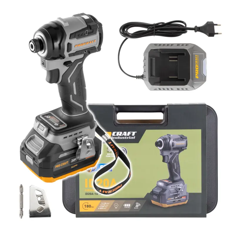 Aku rázový utahovák Procraft Industrial ID20A 1/4" 80 ÷180 Nm (4,0 Ah) (PRID20A1B)
