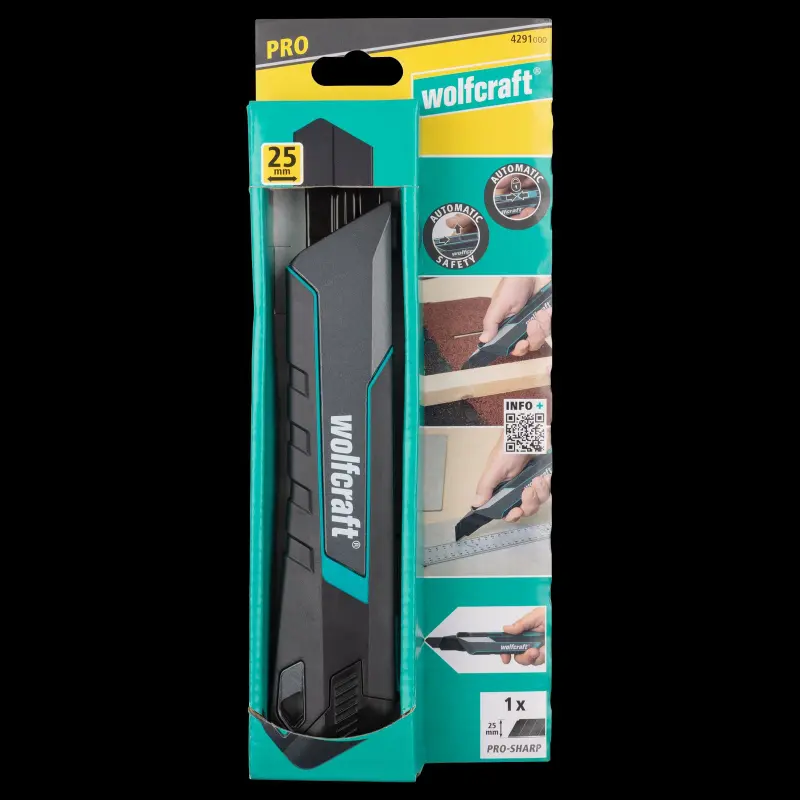 Nůž s odlamovací čepelí Wolfcraft PRO SAFETY, 25 mm, L/P 4290000 (WOLF4291000)