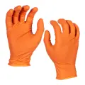 Pracovní rukavice jednorázové Milwaukee, oranžové, chemicky odolné, velikost 7 (S), 25 párů (univerzální: 50 ks), 4932501904