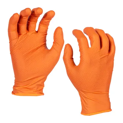 Pracovní rukavice jednorázové Milwaukee, oranžové, chemicky odolné, velikost 11 (XXL), 25 párů (univerzální: 50 ks), 4932501908