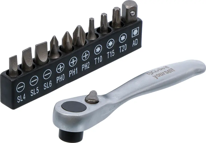 Bitová račňa 1/4" vrátane skrutkovacích bitov Kraftmann 90110 - 11 dielov (BGS1090110)