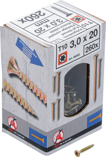 Viacúčelové skrutky T-profil T10 3,0 x 20 mm 260 ks Kraftmann 88000 (BGS1088000)