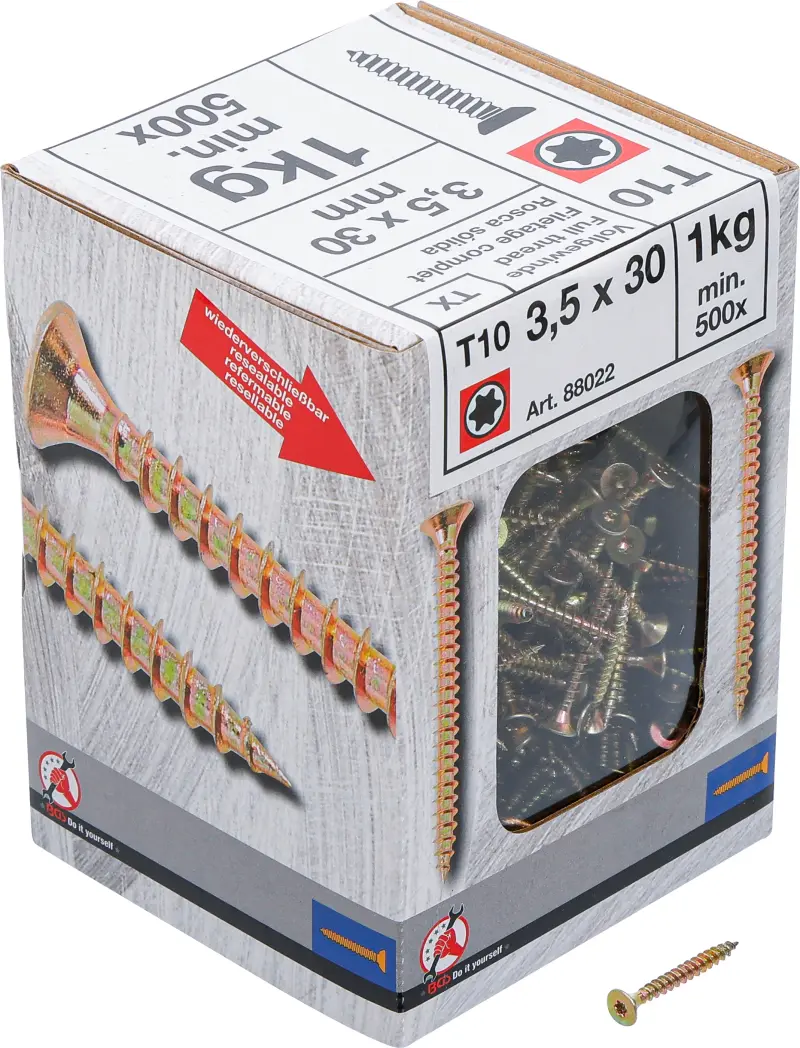 Viacúčelové skrutky T-profil T10 3,5 x 30 mm 1 kg / 500 ks Kraftmann 88022 (BGS1088022)