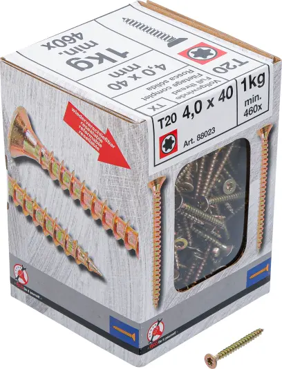 Viacúčelové skrutky T-profil T20 4,0 x 40 mm 1 kg / 460 ks Kraftmann 88023 (BGS1088023)