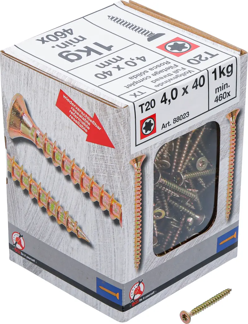Viacúčelové skrutky T-profil T20 4,0 x 40 mm 1 kg / 460 ks Kraftmann 88023 (BGS1088023)