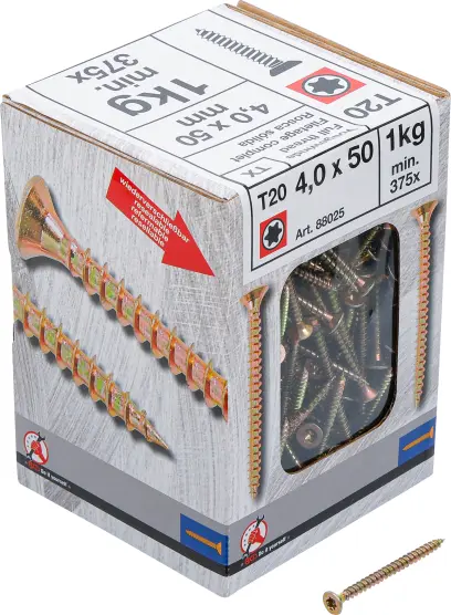 Viacúčelové skrutky T-profil T20 4,0 x 50 mm 1 kg / 375 ks Kraftmann 88025 (BGS1088025)