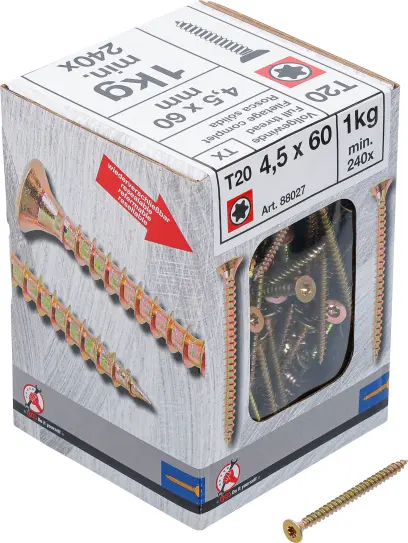 Viacúčelové skrutky T-profil T20 4,0 x 60 mm 1 kg / 240 ks Kraftmann 88027 (BGS1088027)