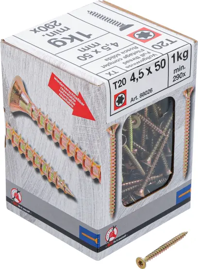 Viacúčelové skrutky T-profil T20 4,5 x 50 mm 1 kg / 290 ks Kraftmann 88026 (BGS1088026)