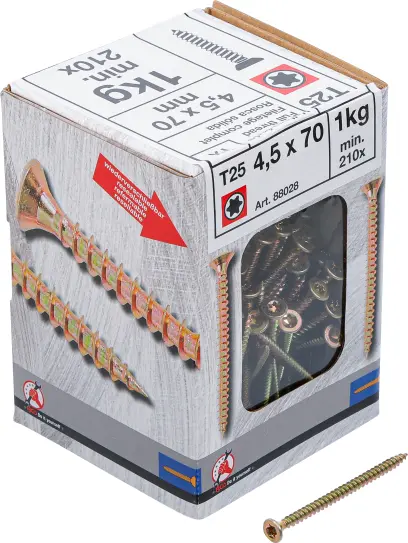 Viacúčelové skrutky T-profil T20 4,5 x 70 mm 1 kg / 210 ks Kraftmann 88028 (BGS1088028)
