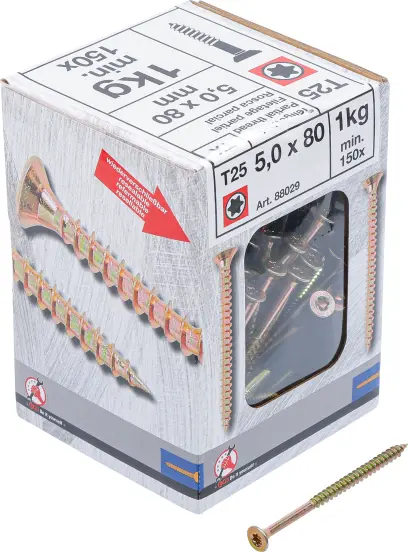 Viacúčelové skrutky T-profil T25 5,0 x 80 mm 1 kg / 150 ks Kraftmann 88029 (BGS1088029)
