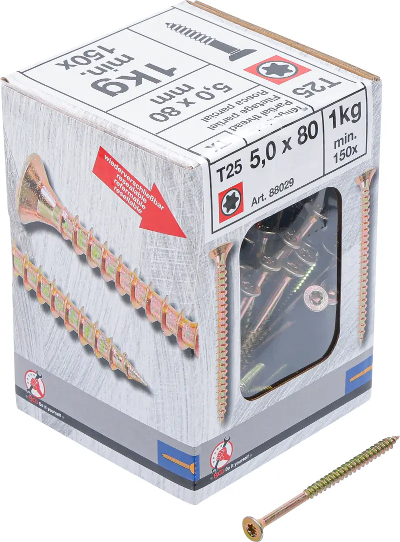 Viacúčelové skrutky T-profil T25 5,0 x 80 mm 1 kg / 150 ks Kraftmann 88029 (BGS1088029)