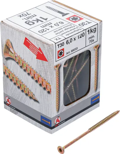 Viacúčelové skrutky T-profil T30 6,0 x 120 mm 1 kg / 70 ks Kraftmann 88033 (BGS1088033)