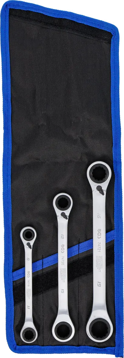 Obojstranné račňové očkové kľúče prestaviteľné 4 v 1 BGS 74718 - 3 diely (BGS1074718)