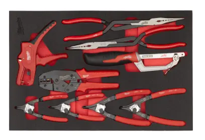 Sada nářadí Milwaukee v pěnové vložce do vozíku 46"/36", odizolovací kleště a pilka, 9 ks, 4932502085