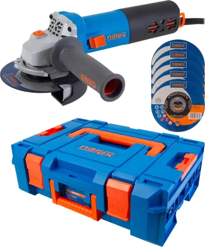 Úhlová bruska Narex 9-125 BOX RK s řeznými kotouči (NA65407014)