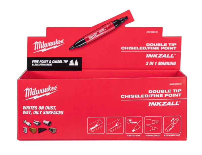 Značkovač Milwaukee INKZALL, oboustranný - jemný/plochý, jednotlivě (MI4932502326)