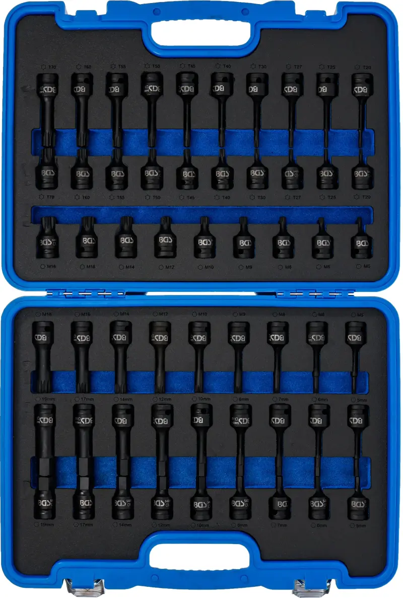Zástrčné bitové hlavice 1/2" (Hex, Torx, XZN) BGS 7298, rázové - 56dílná sada  (BGS107298)