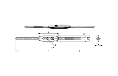 Ručné vratidlo na závitníky Bučovice Tools č. 1, nastaviteľné 2,5 ÷ 7,1 mm (ČSN 24 1126) (BU401 045)